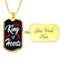 King Of Hearts Dog Tag Stainless Steel or 18k Gold 24" Chain-Express Your Love Gifts
