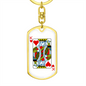 King of Hearts Gambler Keychain Stainless Steel or 18k Gold Dog Tag Keyring-Express Your Love Gifts