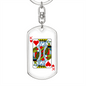 King of Hearts Gambler Keychain Stainless Steel or 18k Gold Dog Tag Keyring-Express Your Love Gifts