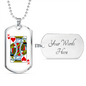 King of Hearts Gambler Necklace Stainless Steel or 18k Gold Dog Tag 24" Chain-Express Your Love Gifts