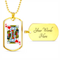 King of Hearts Gambler Necklace Stainless Steel or 18k Gold Dog Tag 24" Chain-Express Your Love Gifts