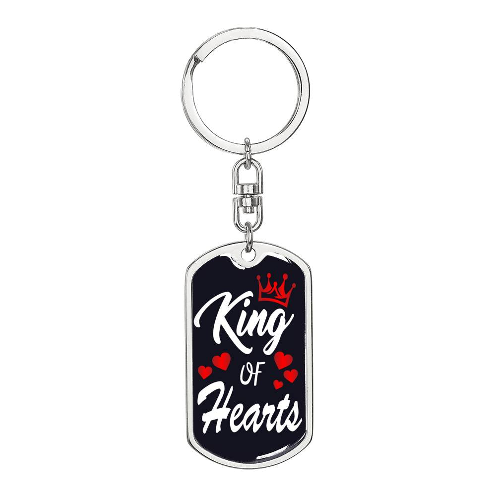 King Of Hearts Keychain Dog Tag Stainless Steel or 18k Gold-Express Your Love Gifts