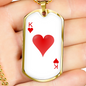 King of Hearts Plain Gambler Necklace Stainless Steel or 18k Gold Dog Tag 24" Chain-Express Your Love Gifts