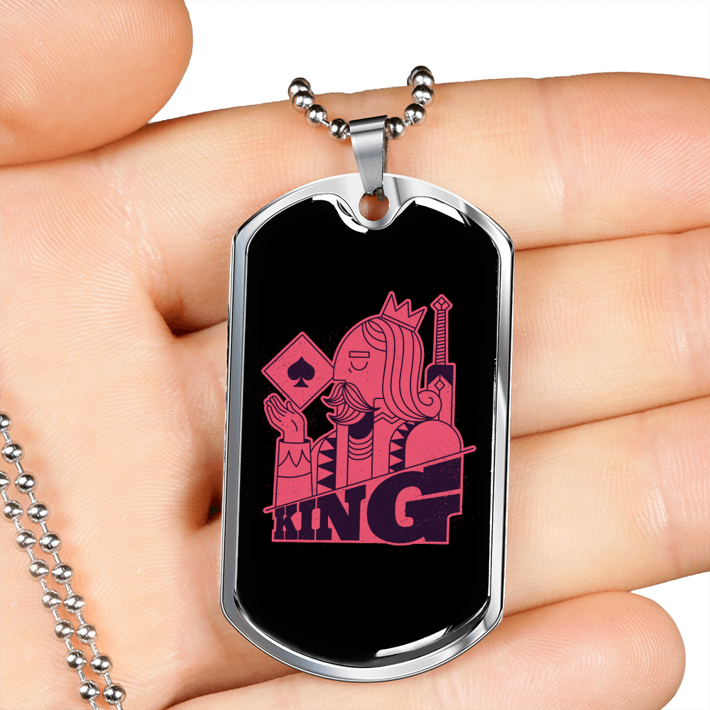 King of Spade Gambler Necklace Stainless Steel or 18k Gold Dog Tag 24" Chain-Express Your Love Gifts