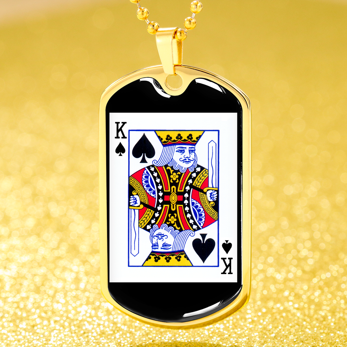 King Of Spades Card Dog Tag Stainless Steel or 18k Gold 24" Chain-Express Your Love Gifts