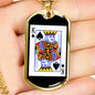 King Of Spades Card Dog Tag Stainless Steel or 18k Gold 24" Chain-Express Your Love Gifts