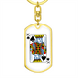 King of Spades Gambler Keychain Stainless Steel or 18k Gold Dog Tag Keyring-Express Your Love Gifts