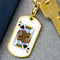 King of Spades Gambler Keychain Stainless Steel or 18k Gold Dog Tag Keyring-Express Your Love Gifts