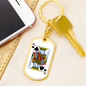 King of Spades Gambler Keychain Stainless Steel or 18k Gold Dog Tag Keyring-Express Your Love Gifts