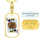 King of Spades Gambler Keychain Stainless Steel or 18k Gold Dog Tag Keyring-Express Your Love Gifts
