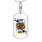 King of Spades Gambler Keychain Stainless Steel or 18k Gold Dog Tag Keyring-Express Your Love Gifts