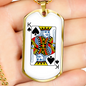 King of Spades Gambler Necklace Stainless Steel or 18k Gold Dog Tag 24" Chain-Express Your Love Gifts