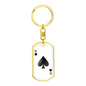 King of Spades Plain Gambler Keychain Stainless Steel or 18k Gold Dog Tag Keyring-Express Your Love Gifts