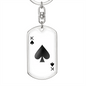 King of Spades Plain Gambler Keychain Stainless Steel or 18k Gold Dog Tag Keyring-Express Your Love Gifts
