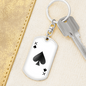 King of Spades Plain Gambler Keychain Stainless Steel or 18k Gold Dog Tag Keyring-Express Your Love Gifts