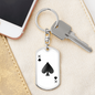 King of Spades Plain Gambler Keychain Stainless Steel or 18k Gold Dog Tag Keyring-Express Your Love Gifts
