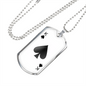 King of Spades Plain Gambler Necklace Stainless Steel or 18k Gold Dog Tag 24" Chain-Express Your Love Gifts