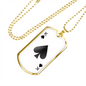 King of Spades Plain Gambler Necklace Stainless Steel or 18k Gold Dog Tag 24" Chain-Express Your Love Gifts