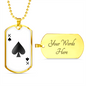 King of Spades Plain Gambler Necklace Stainless Steel or 18k Gold Dog Tag 24" Chain-Express Your Love Gifts