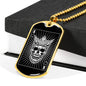 King Of Spades Skull Dog Tag Stainless Steel or 18k Gold 24" Chain-Express Your Love Gifts