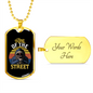 King of the Street Necklace Stainless Steel or 18k Gold Dog Tag 24" Chain-Express Your Love Gifts
