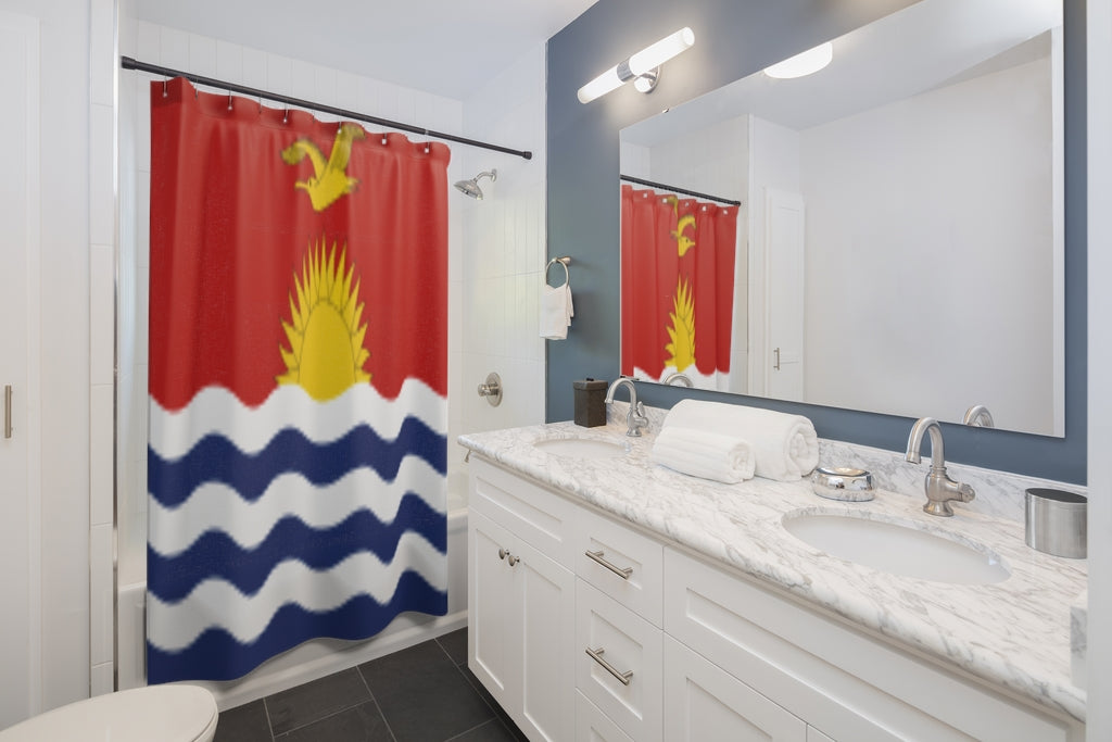 Kiribati Flag Stylish Design 71" x 74" Elegant Waterproof Shower Curtain for a Spa-like Bathroom Paradise Exceptional Craftsmanship-Express Your Love Gifts