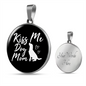 KISS ME DOG MOM Circle Necklace Stainless Steel or 18k Gold 18-22"-Express Your Love Gifts