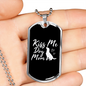 Kiss Me Dog Mom White Necklace Stainless Steel or 18k Gold Dog Tag 24" Chain-Express Your Love Gifts