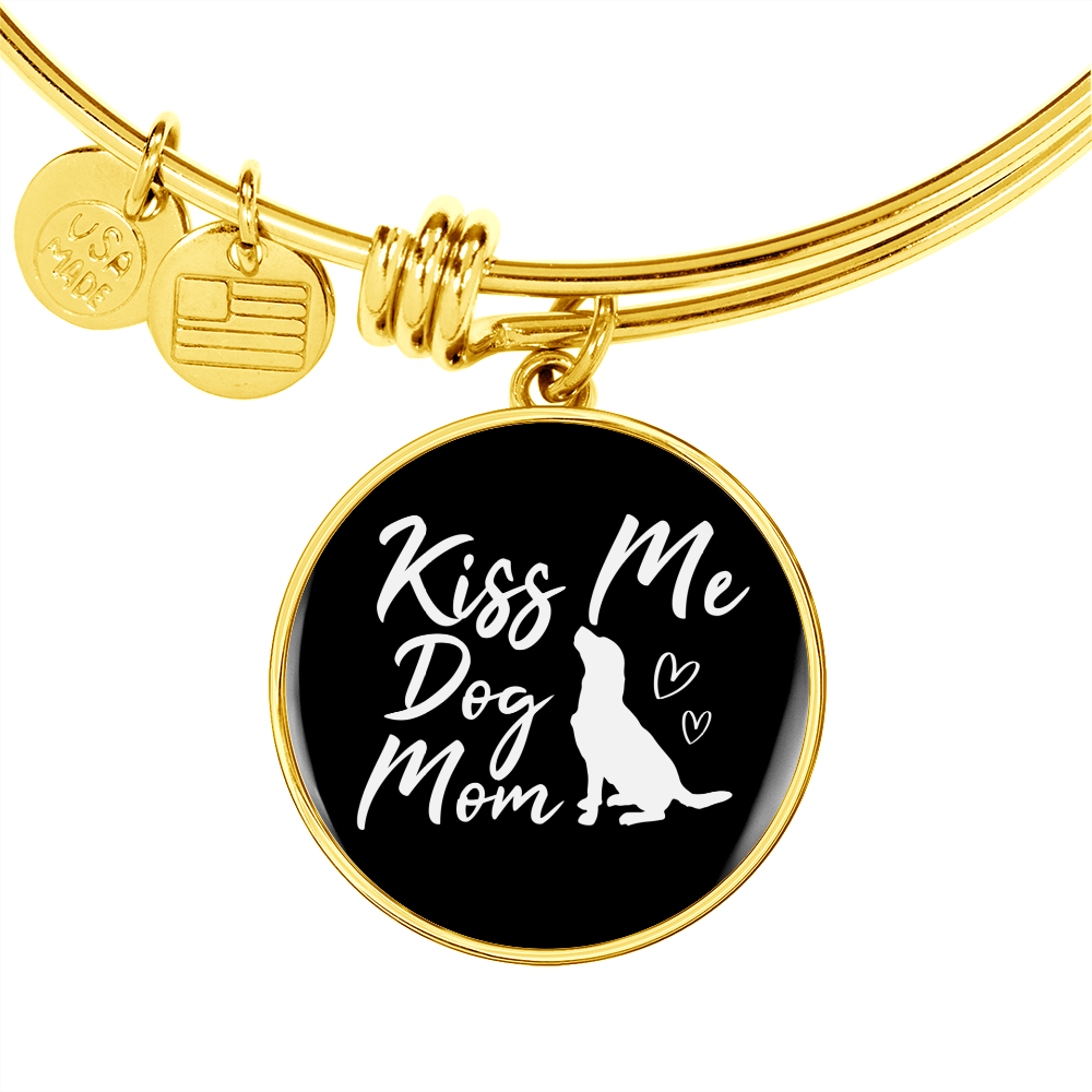 Kiss Me Dog White Bracelet Stainless Steel or 18k Gold Circle Bangle-Express Your Love Gifts