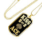 Kiss My Aces Dog Tag Stainless Steel or 18k Gold 24" Chain-Express Your Love Gifts