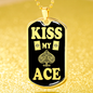 Kiss My Aces Dog Tag Stainless Steel or 18k Gold 24" Chain-Express Your Love Gifts