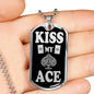 Kiss My Aces Dog Tag Stainless Steel or 18k Gold 24" Chain-Express Your Love Gifts