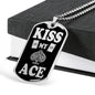 Kiss My Aces Dog Tag Stainless Steel or 18k Gold 24" Chain-Express Your Love Gifts