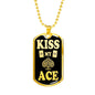 Kiss My Aces Dog Tag Stainless Steel or 18k Gold 24" Chain-Express Your Love Gifts