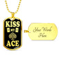 Kiss My Aces Dog Tag Stainless Steel or 18k Gold 24" Chain-Express Your Love Gifts