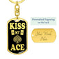 Kiss My Aces Keychain Dog Tag Stainless Steel or 18k Gold-Express Your Love Gifts