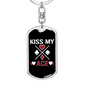 Kiss My Aces Poker Gambler Keychain Stainless Steel or 18k Gold Dog Tag Keyring-Express Your Love Gifts