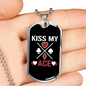 Kiss My Aces Gambler Necklace Stainless Steel or 18k Gold Dog Tag 24" Chain-Express Your Love Gifts
