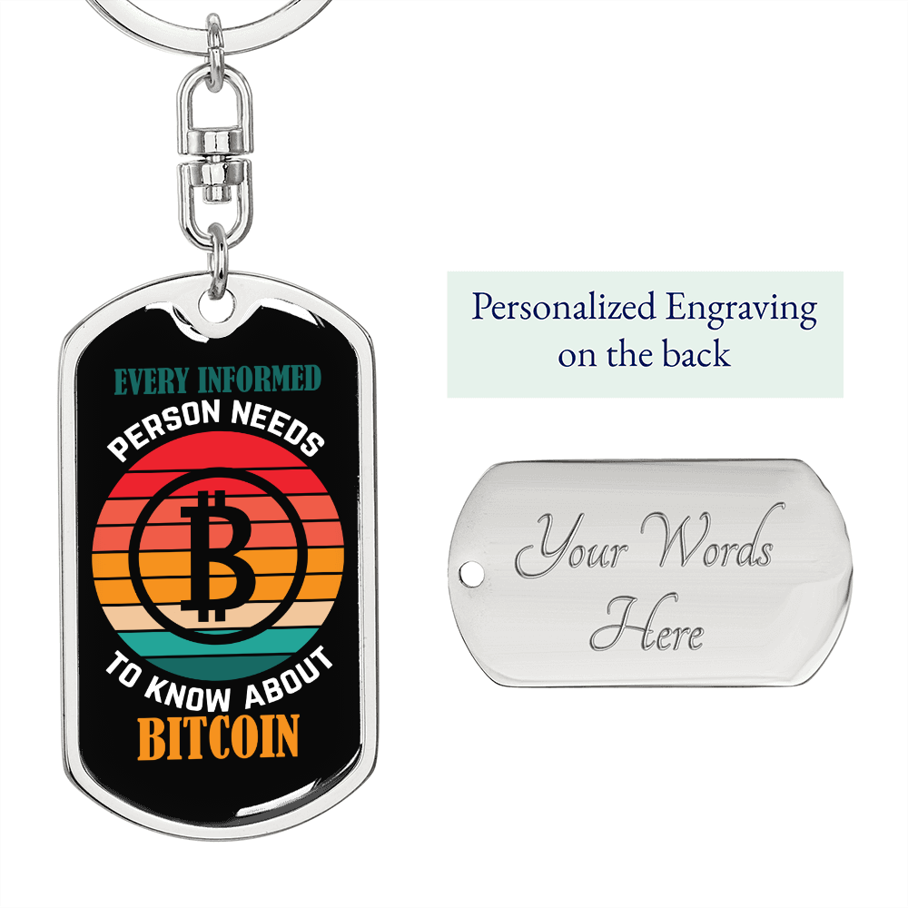 Know About Bitcoin Crypto Keychain Stainless Steel or 18k Gold Dog Tag Keyring-Express Your Love Gifts