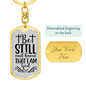 Know I Am God Keychain Stainless Steel or 18k Gold Dog Tag Keyring-Express Your Love Gifts