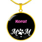 Korat Cat Mom Necklace Circle Pendant Stainless Steel or 18k Gold 18-22"-Express Your Love Gifts