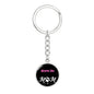 Korn Ja Cat Mom Keychain Stainless Steel or 18k Gold Circle Pendant-Express Your Love Gifts