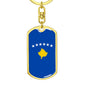 Kosovo Flag Keychain Dog Tag Stainless Steel or 18k Gold-Express Your Love Gifts