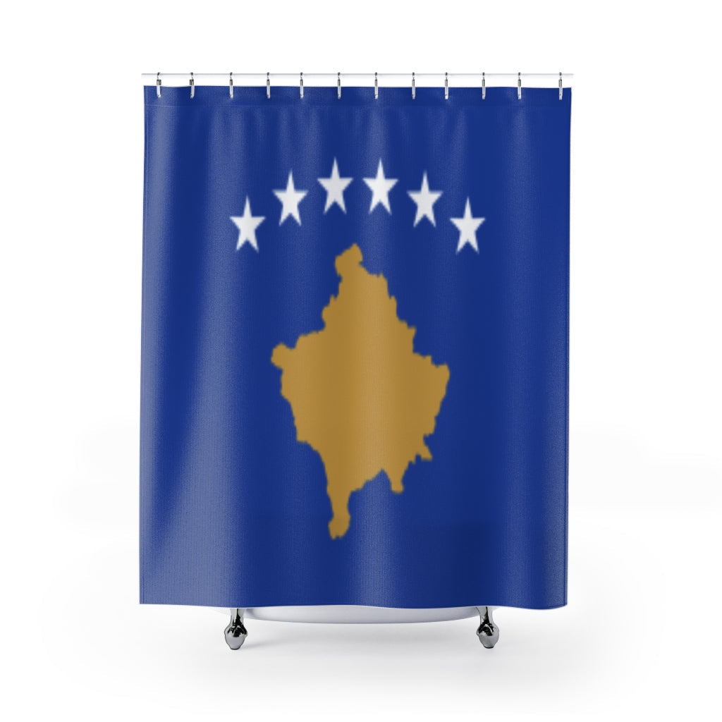 Kosovo Flag Stylish Design 71" x 74" Elegant Waterproof Shower Curtain for a Spa-like Bathroom Paradise Exceptional Craftsmanship-Express Your Love Gifts