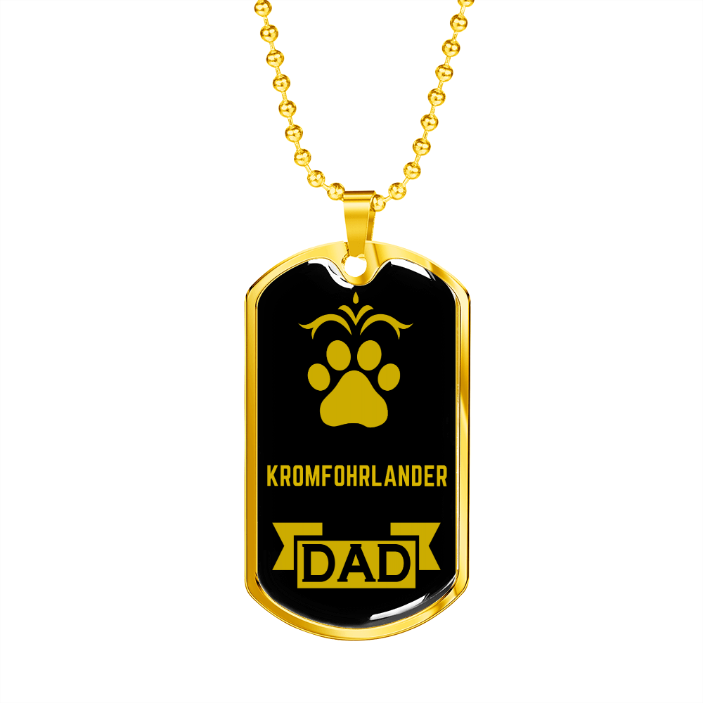 Kromfohrlander Dad Dog Necklace Stainless Steel or 18k Gold Dog Tag W 24" Dog Owner Lover-Express Your Love Gifts