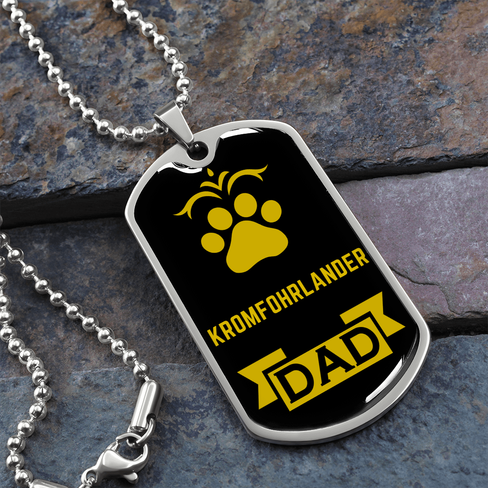 Kromfohrlander Dad Dog Necklace Stainless Steel or 18k Gold Dog Tag W 24" Dog Owner Lover-Express Your Love Gifts