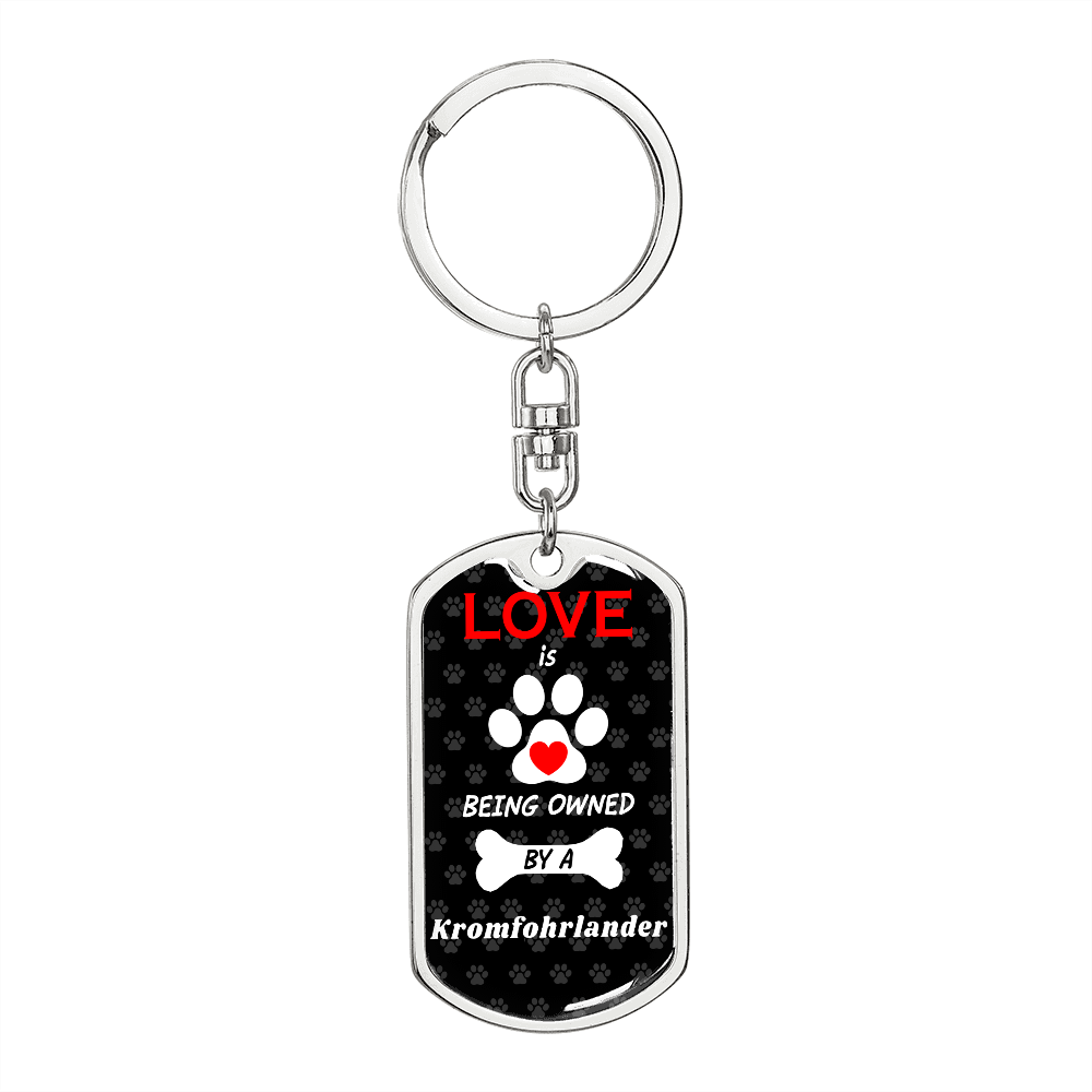 Kromfohrlander Keychain Stainless Steel or 18k Gold Dog Tag Keyring-Express Your Love Gifts