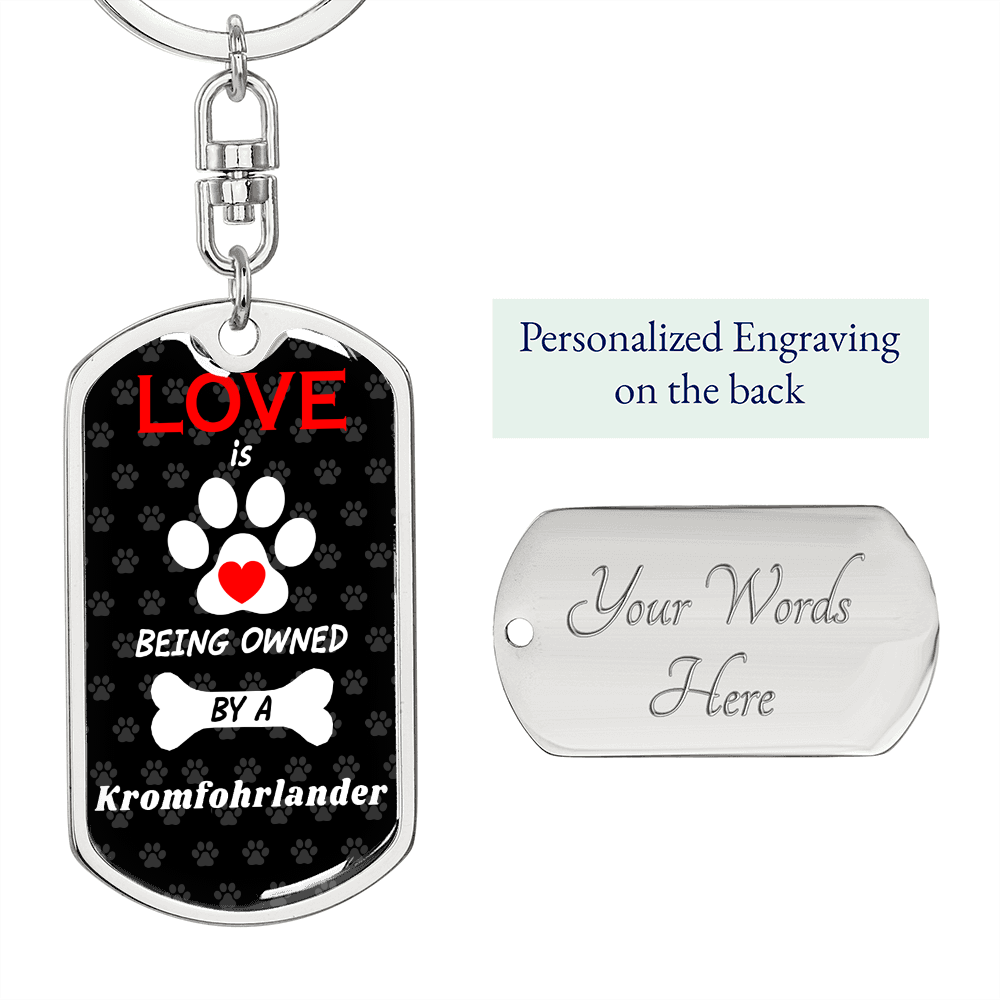 Kromfohrlander Keychain Stainless Steel or 18k Gold Dog Tag Keyring-Express Your Love Gifts