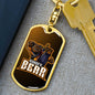 Kungfu Bear Keychain Dog Tag Stainless Steel or 18k Gold-Express Your Love Gifts