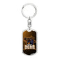 Kungfu Bear Keychain Dog Tag Stainless Steel or 18k Gold-Express Your Love Gifts